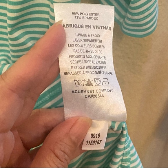 FootJoy Men Green Striped Squirrel Embroidery Polo Golf Shirt Size Small - Picture 8 of 8